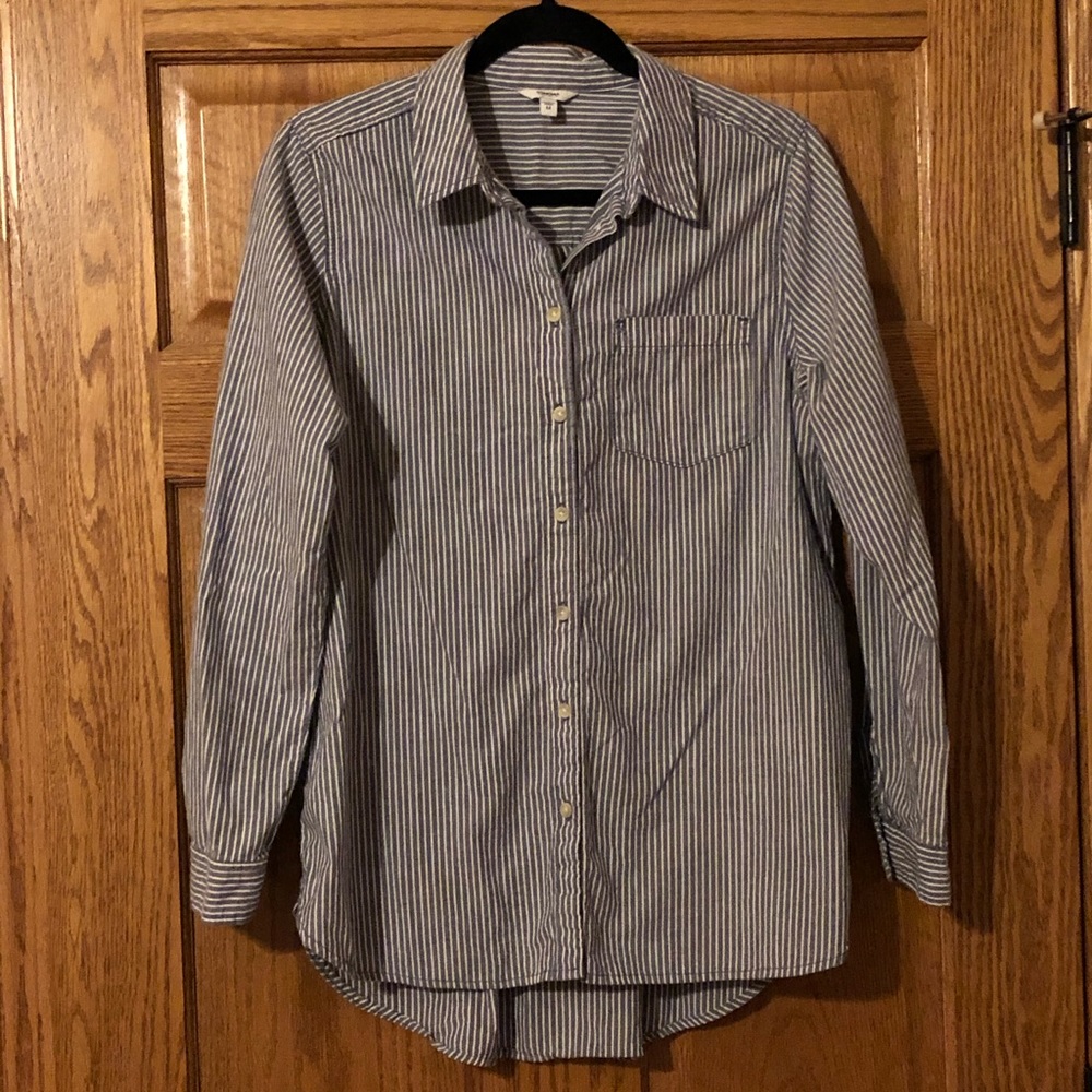 Sonoma blue and white striped shirt